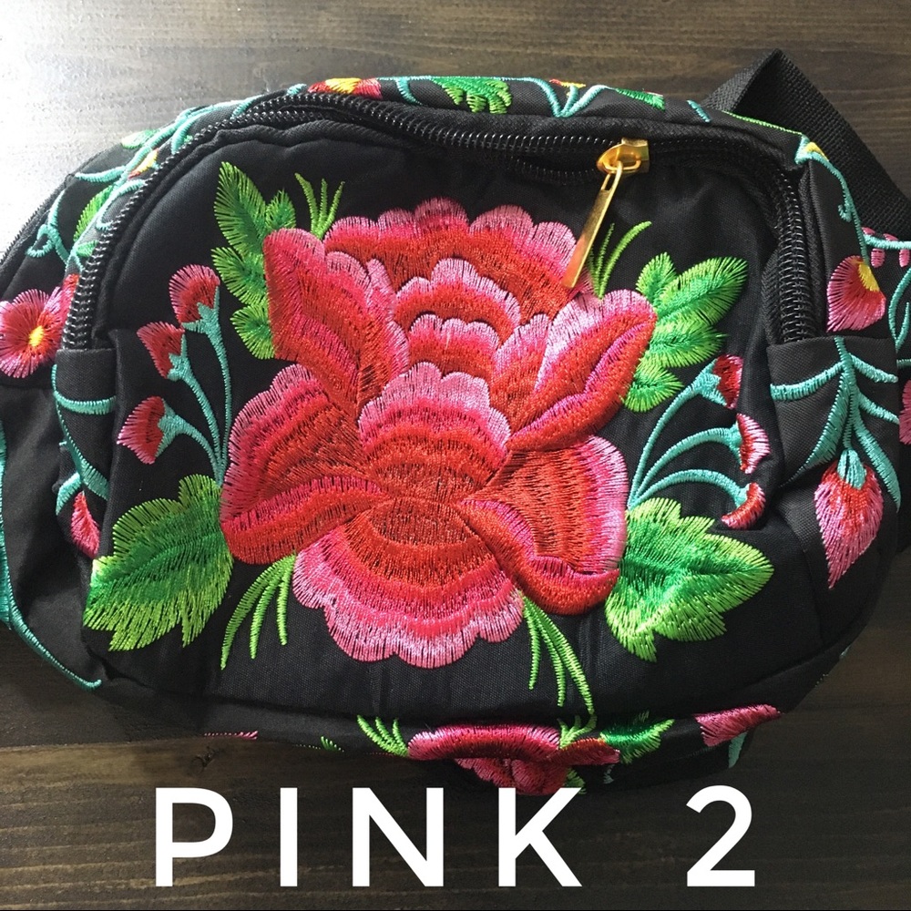NEW Pink Floral Mexican Embroidered Fanny Pack